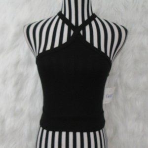 JC Fits Black Sleeveless Halter Shirt Size S